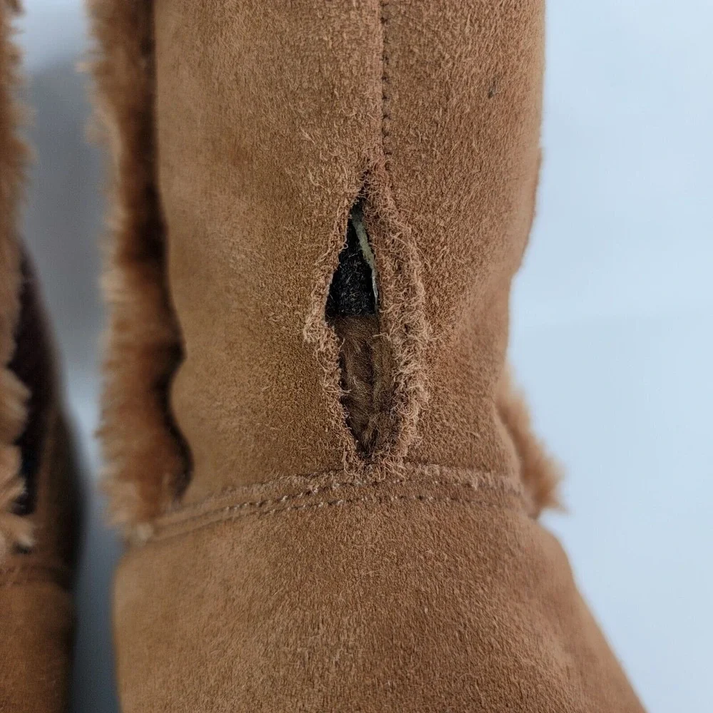 Skechers Ankle Boots Womens 9 Tan‎ Suede Faux Fur Lined 48677